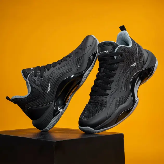 Men’s Premium Black Sports Sneakers RSL0968  – Lightweight & Breathable