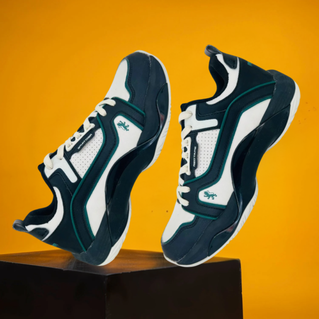 Urban Edge Black & White Performance Sneaker with Green Accents (RSL 1387)