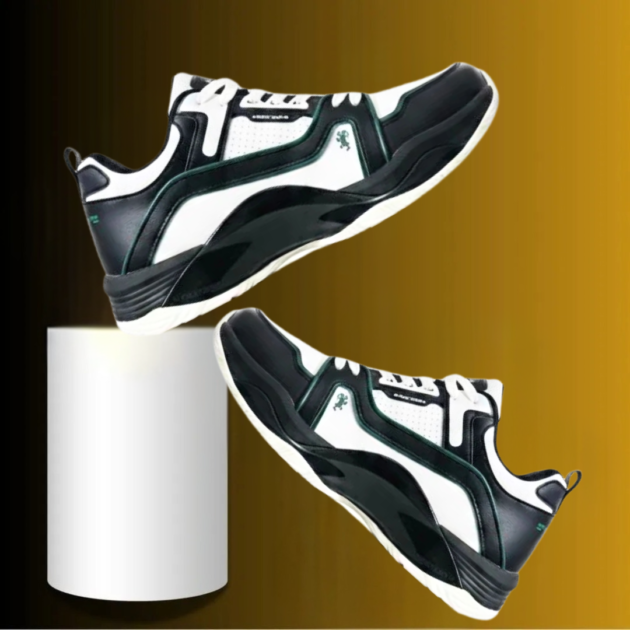 Urban Edge Black & White Performance Sneaker with Green Accents (RSL 1387)
