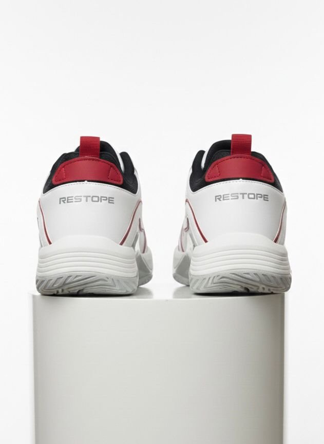 Men’s Premium White Athletic Sneakers with Black & Red Accents - Image 3
