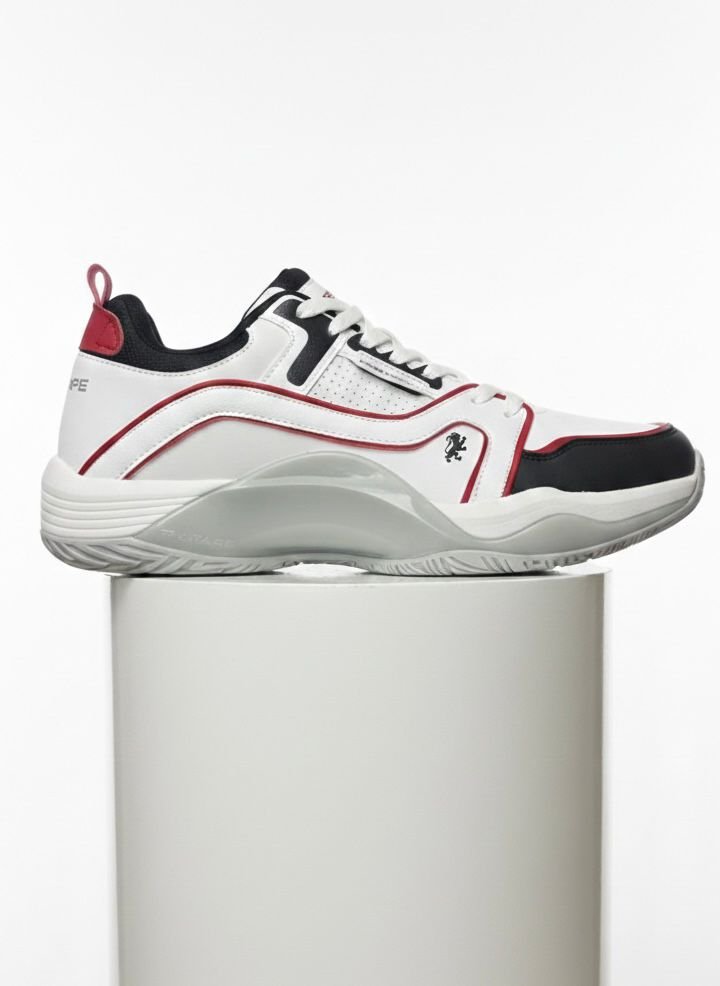 Men’s Premium White Athletic Sneakers with Black & Red Accents - Image 2