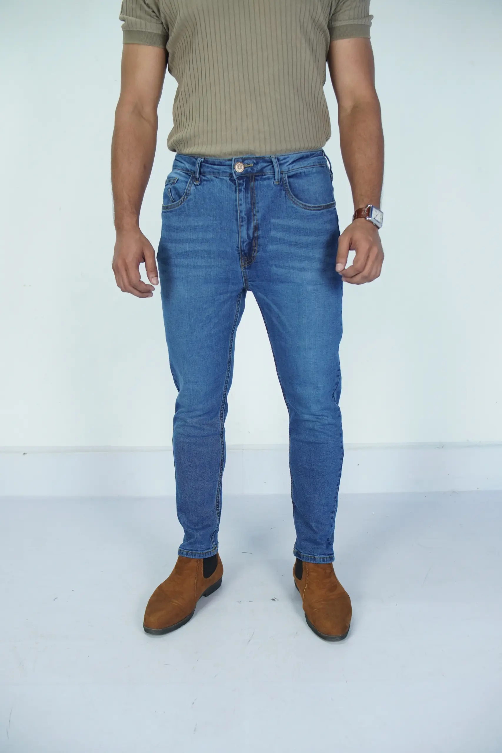 Next Stretch Skinny Fit Denim Jeans – Premium Comfort & Smart Casual Style (Light Blue) - Image 3