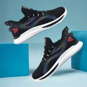 Men's Black Mesh Running Shoes with Breathable Design