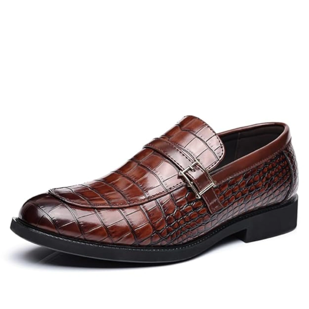 Men's Dress Crocodile Print Slip-on Classic Leather Loafers Casual Oxford Shoes - Image 4