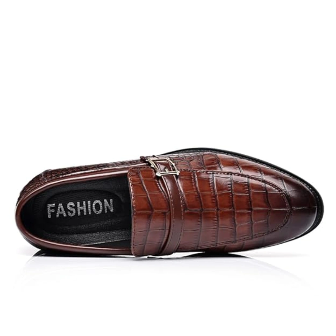 Men's Dress Crocodile Print Slip-on Classic Leather Loafers Casual Oxford Shoes - Image 5