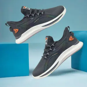 Men's Gray Mesh Running Shoes with Breathable Design