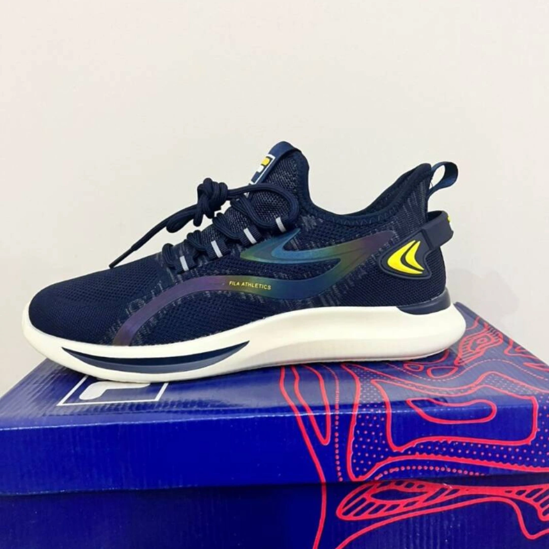 Men's Navy Blue Mesh Running Shoes with Breathable Design - Image 2