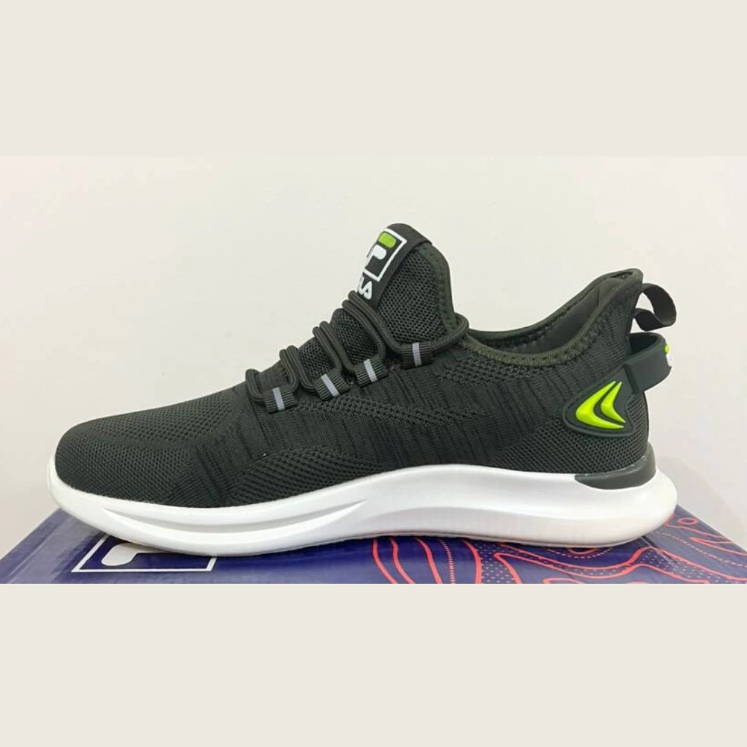 Men's Olive Green Mesh Running Shoes with Breathable Design - Image 2
