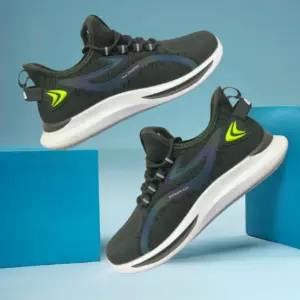 Men's Olive Green Mesh Running Shoes with Breathable Design