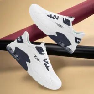 Redtape Air+ Suspension Sneakers for Men | White-Navy Edition