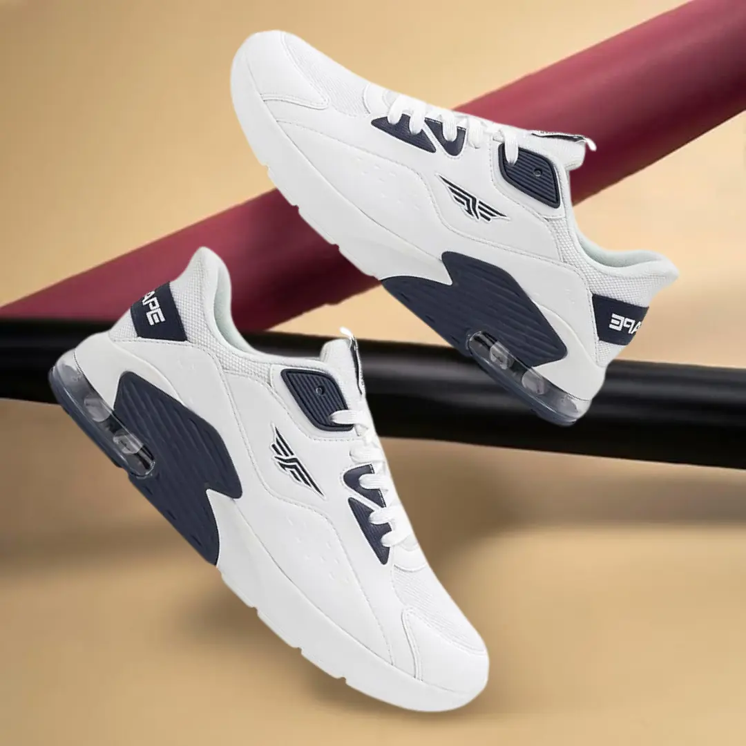 Redtape Air+ Suspension Sneakers for Men | White-Navy Edition