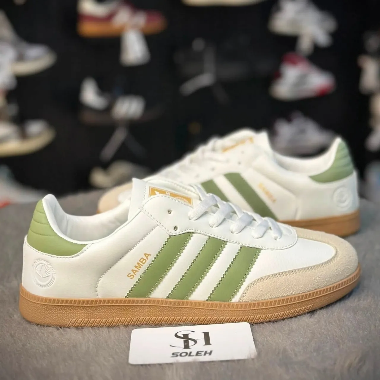 Men’s Premium Samba White & Olive Green Casual Sneakers – Classic Low Top Fashion Shoes - Image 4