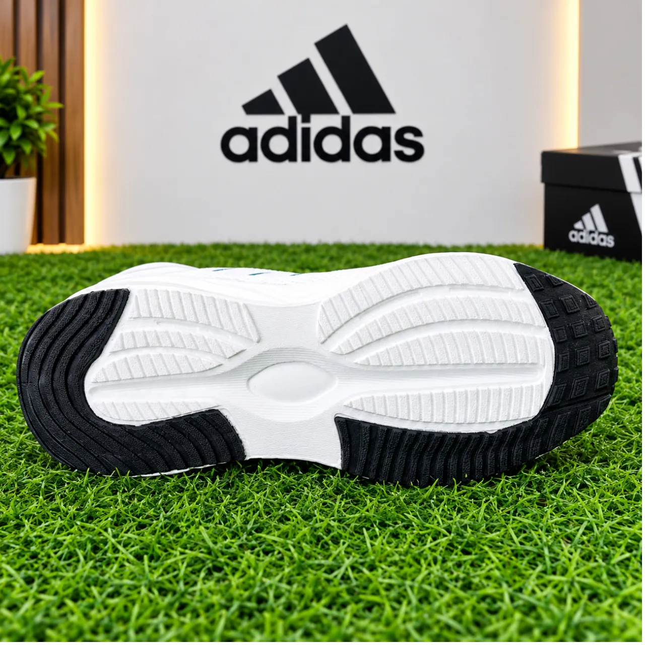 Premium White Adidas Style Running Shoes for Men – Black Stripes & Blue Accents - Image 4