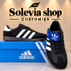 Men's Premium Samba Black White Casual Sneakers – Classic Low Top Fashion Shoes